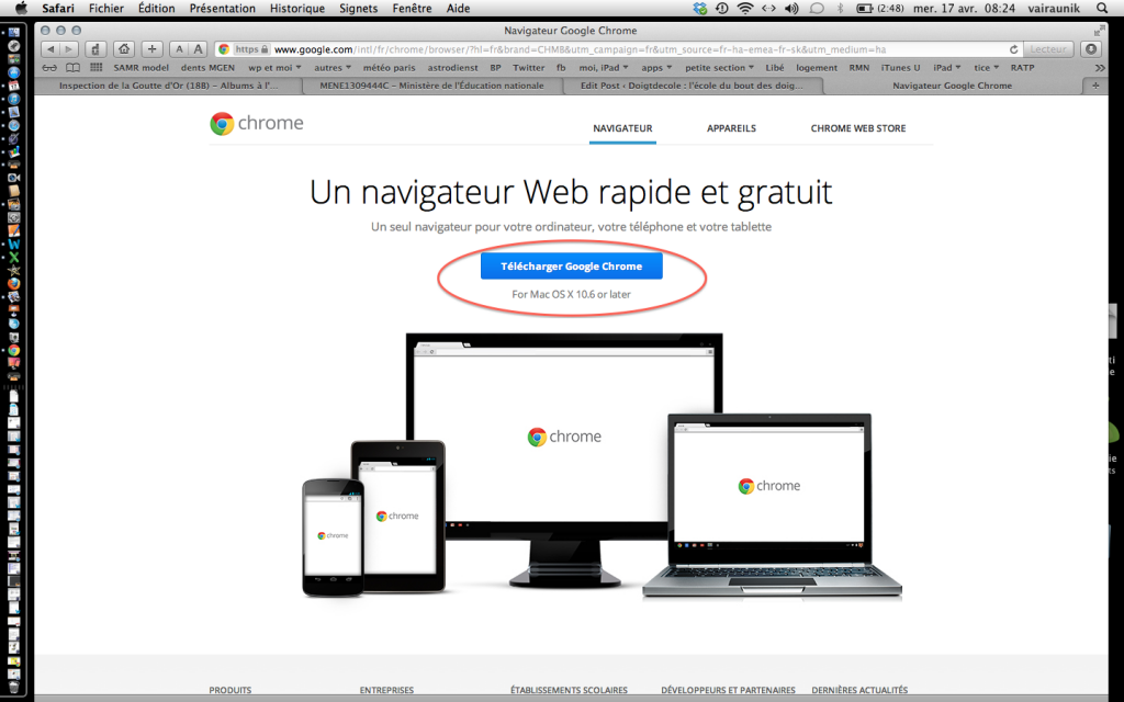 2 page safari pour télécharger chrome